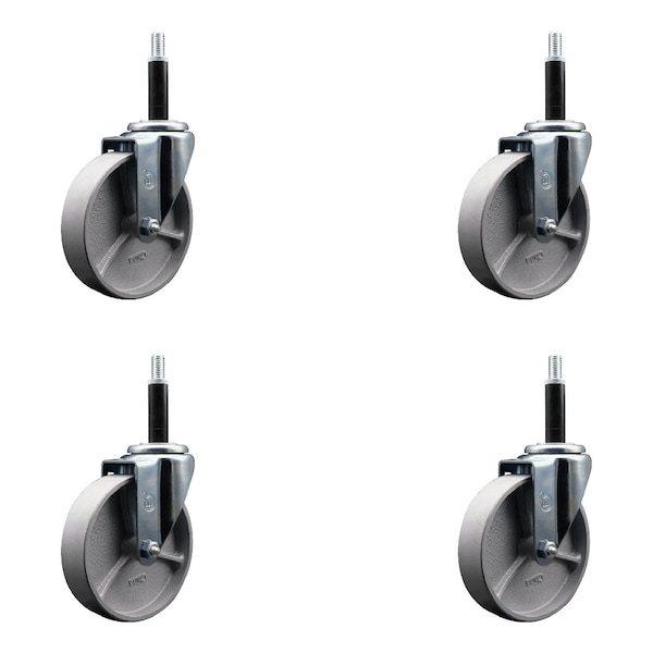 5'' Semi Steel Wheel Swivel 3/4'' Expanding Stem Caster Set, 4PK